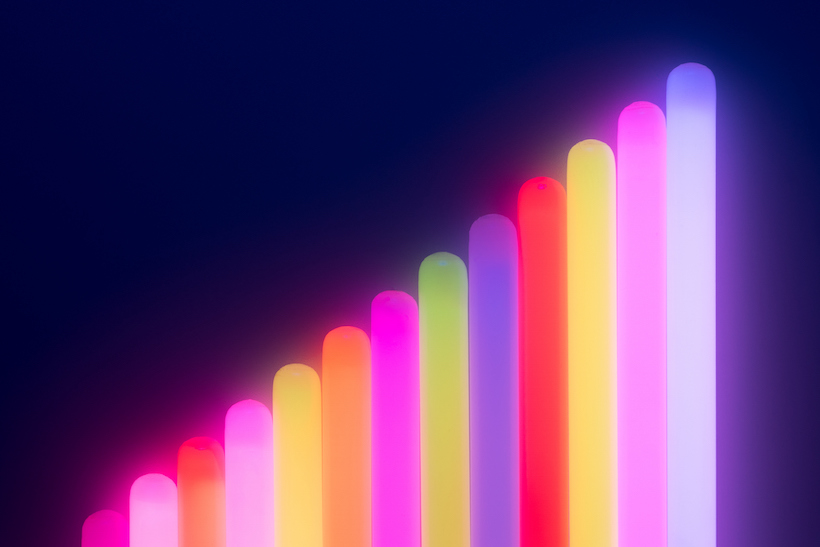 Neon-colored bar chart