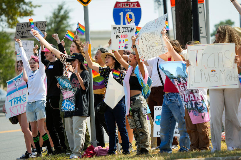 Students protest a transgender policy introduced in Katy Independent School District, Texas in August 2023