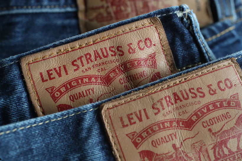 Shot of Levi jeans branding