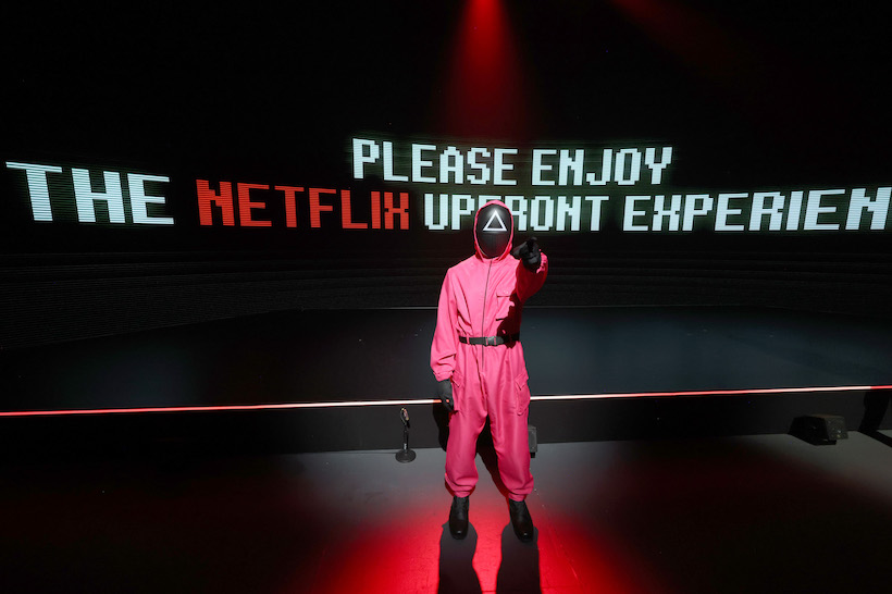 Squid Game guard on stage at Netflix upfront