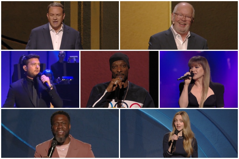 Collage of speakers at NBCUniversal's upfront