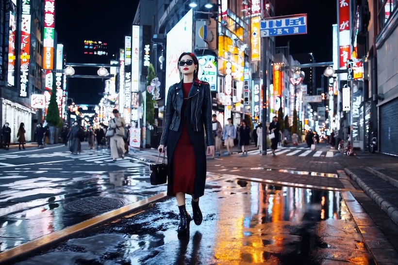 OpenAI AI generated video of woman walking on a city street