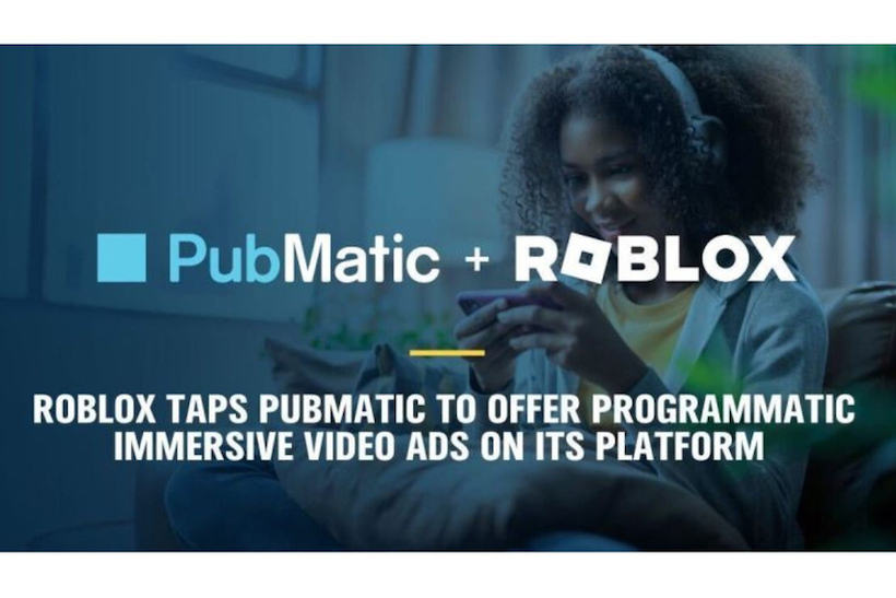 PubMatic and Roblox ad showing girl holding smartphone