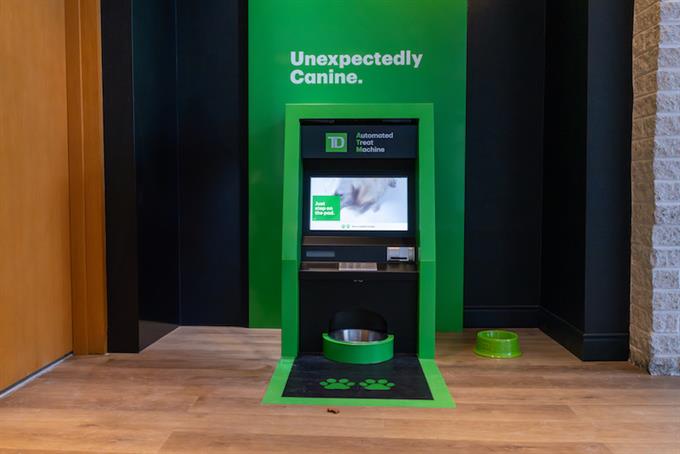 TD Bank ATM with a dog dish