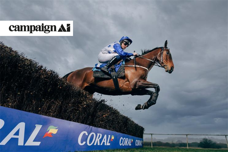 Horse racing with Coral logo on board